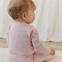 Organic Cotton Modal Long Sleeve Bodysuit - Rose Smoke Childrens Bodysuit from Jamie Kay Australia