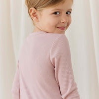 Organic Cotton Modal Long Sleeve Henley - Rose Smoke Childrens Top from Jamie Kay Australia