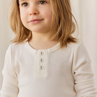 Organic Cotton Modal Long Sleeve Henley - Milk Childrens Top from Jamie Kay Australia