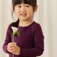 Organic Cotton Modal Long Sleeve Henley - Fig Childrens Top from Jamie Kay Australia