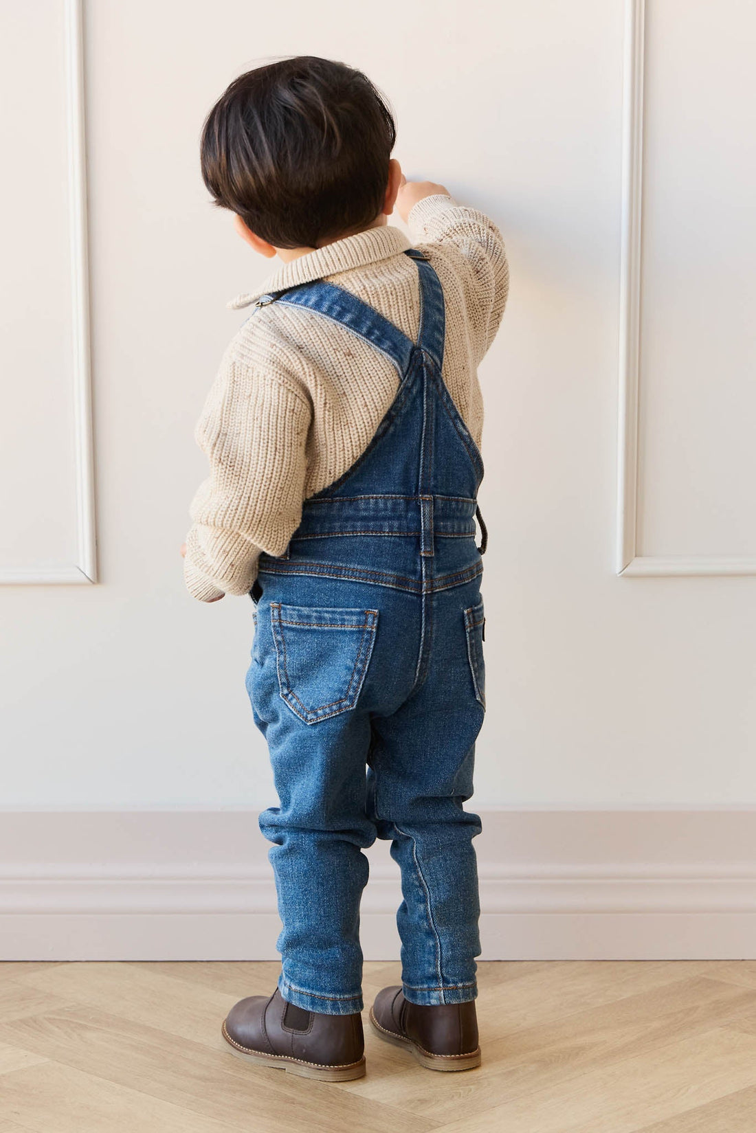 Nicholas Half Zip Jumper - Oatmeal Little Fawn Elk Fleck Childrens Jumper from Jamie Kay Australia