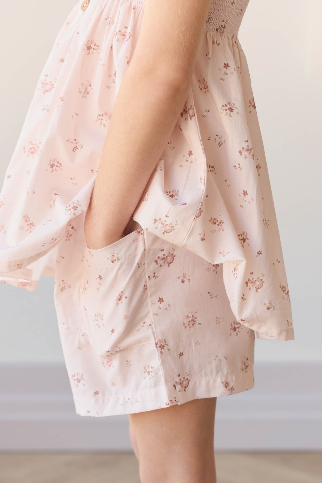 Organic Cotton Emelia Short - Petite Fleur Soft Peony Childrens Short from Jamie Kay Australia