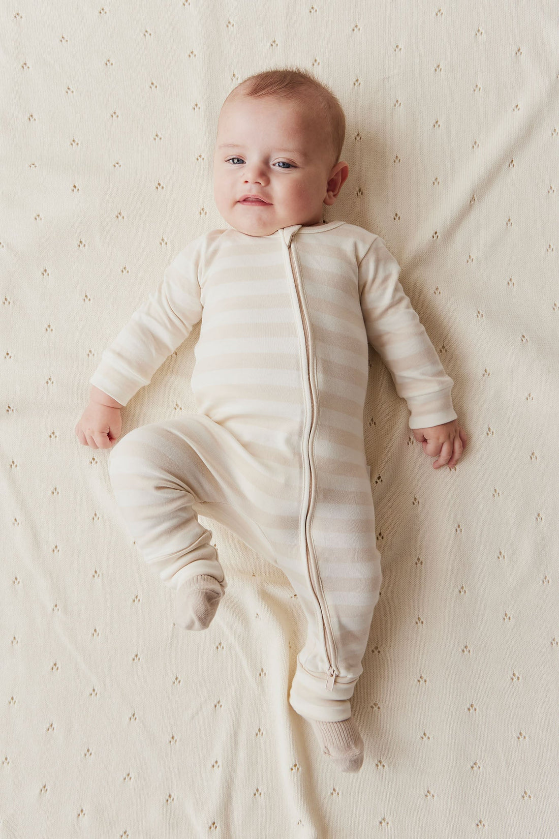 Pima Cotton Frankie Zip Onepiece - Weekday Stripe Childrens Onepiece from Jamie Kay Australia