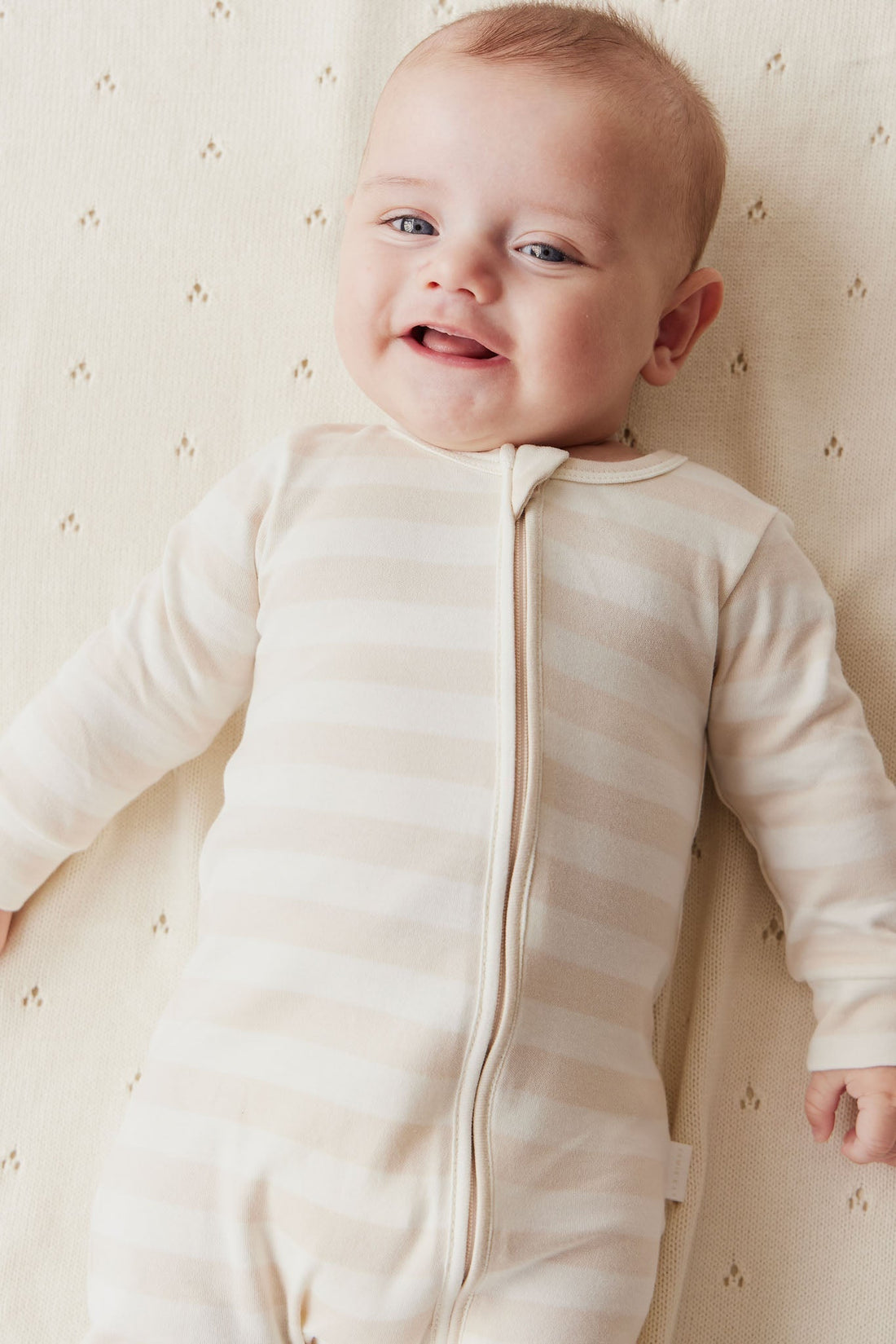 Pima Cotton Frankie Zip Onepiece - Weekday Stripe Childrens Onepiece from Jamie Kay Australia