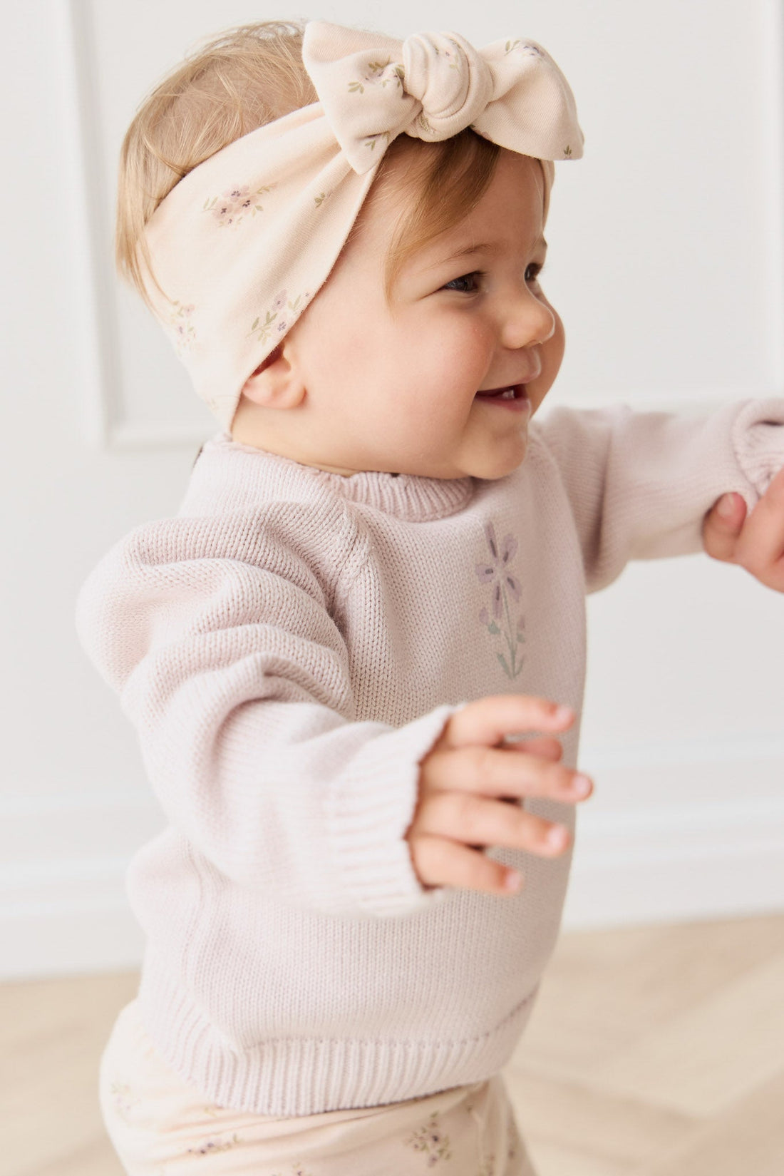 Organic Cotton Headband - Goldie Bouquet Pink Tint Childrens Headband from Jamie Kay Australia