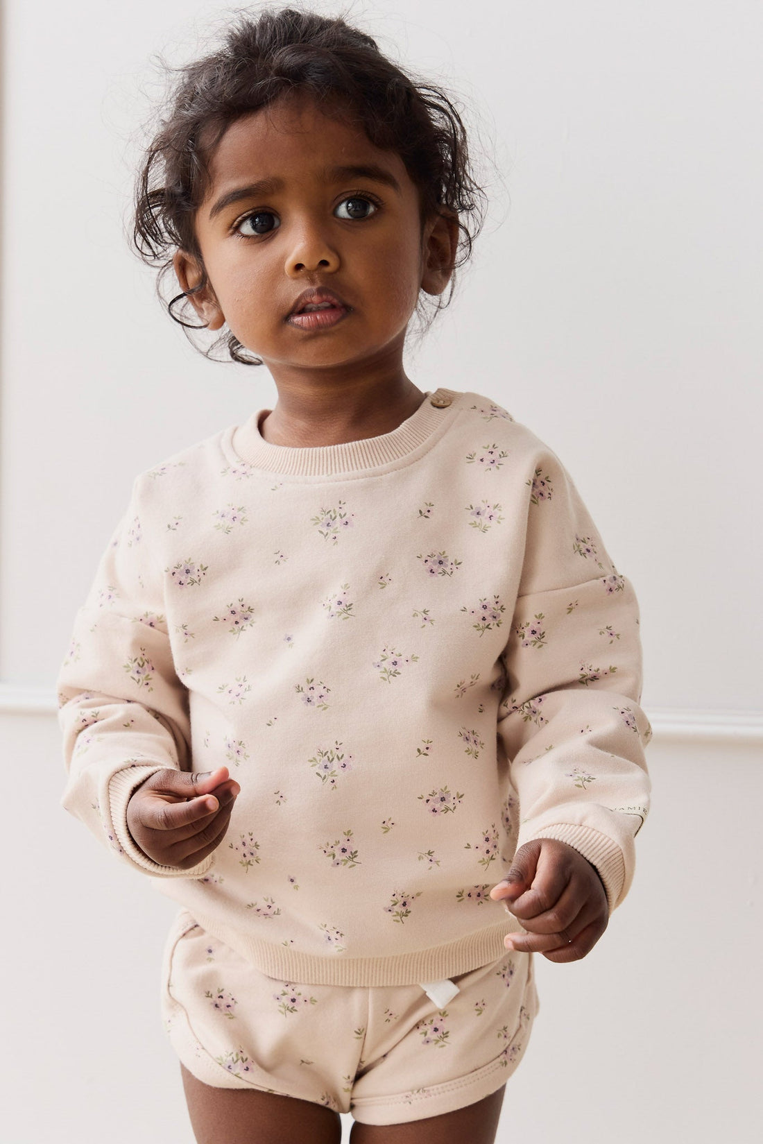 Organic Cotton Ivy Shortie - Goldie Bouquet Pink Tint Childrens Short from Jamie Kay Australia