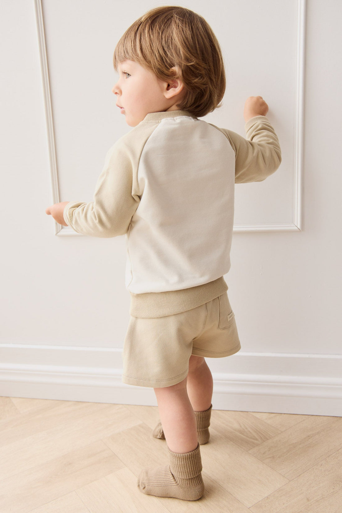 Organic Cotton Tao Sweatshirt - Biscuit/Cloud Bobbie Bear Childrens Top from Jamie Kay Australia