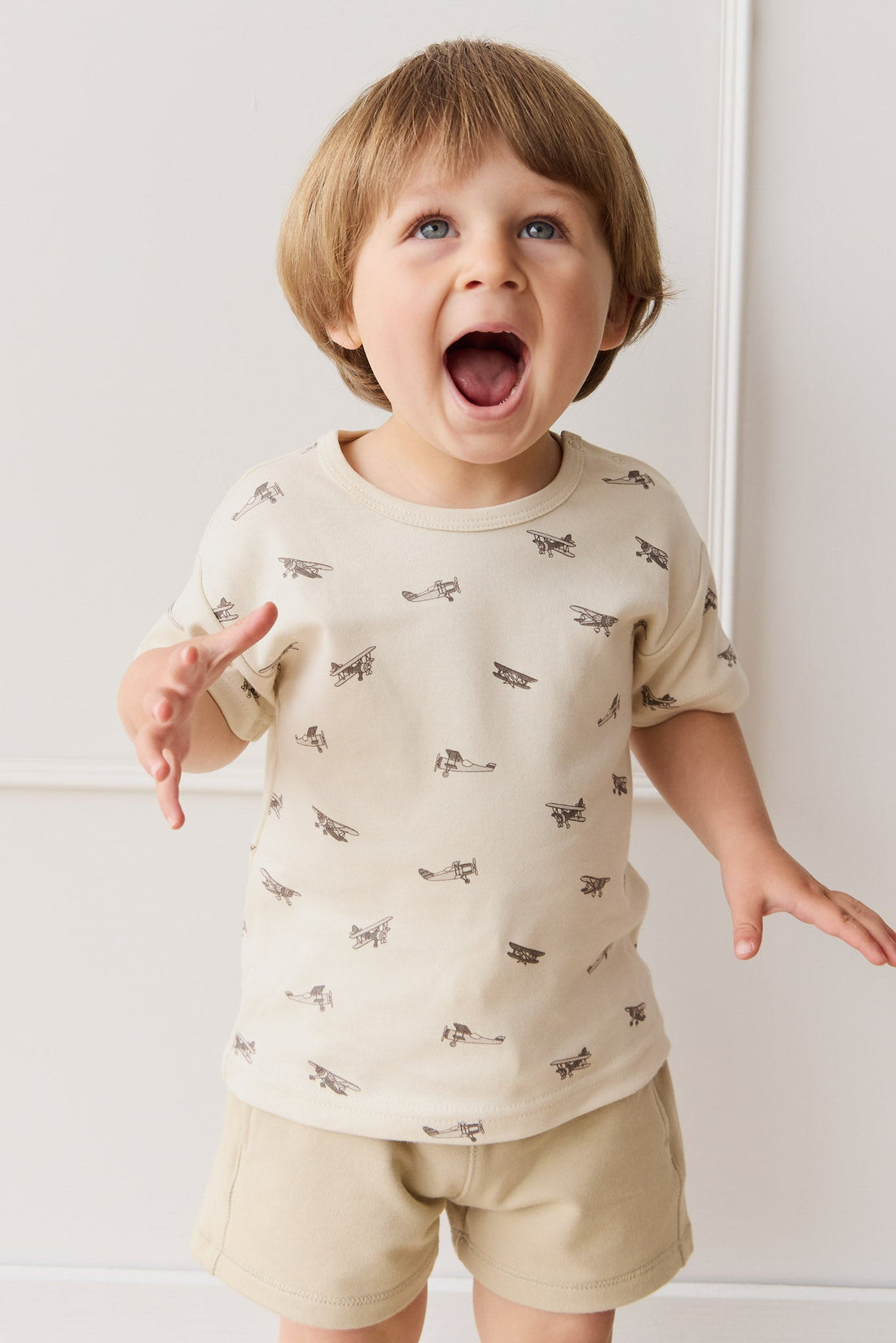 Pima Cotton Hunter Tee - Avion Oat Childrens Top from Jamie Kay Australia