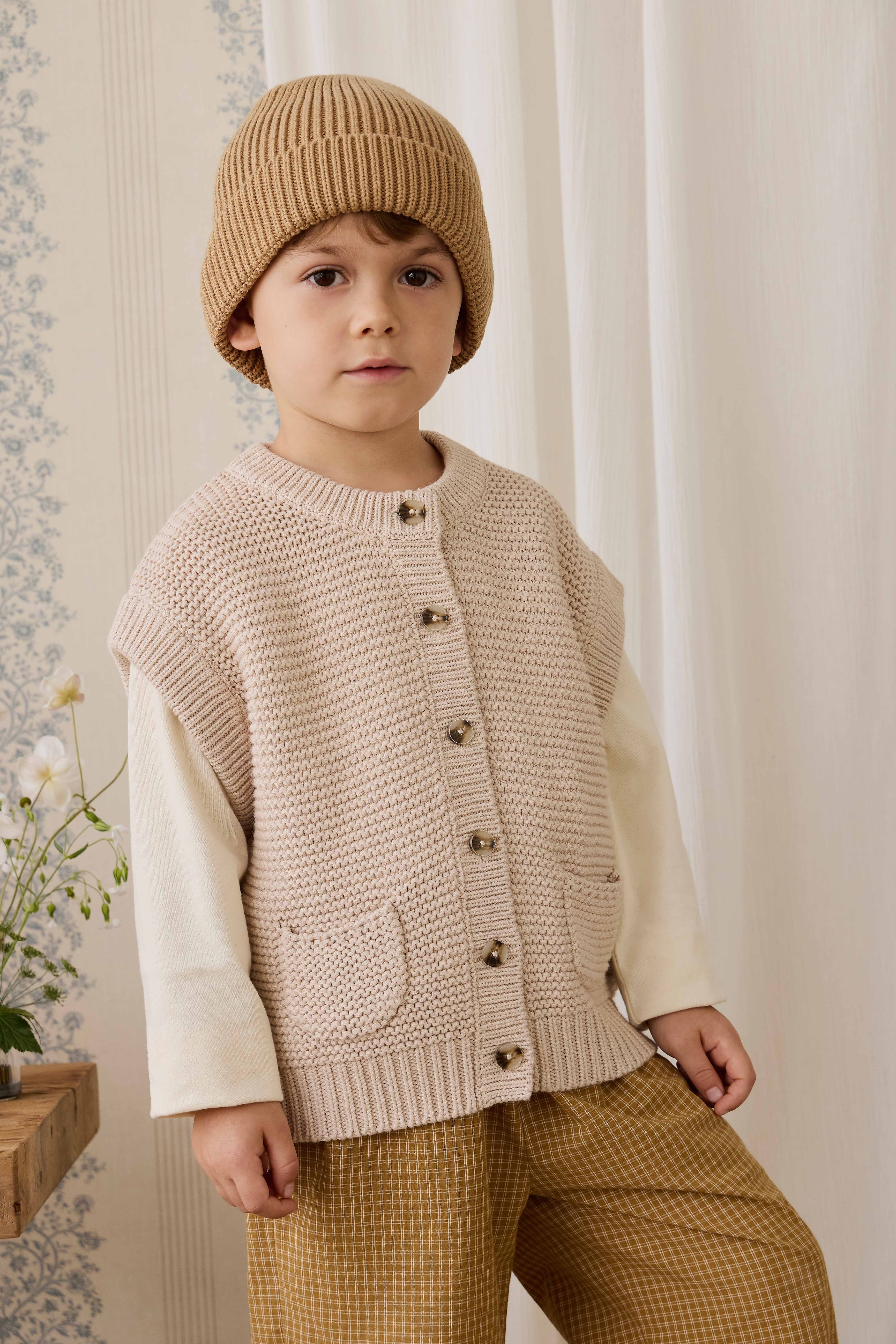 Rome Knit Vest - Oat Marle – Jamie Kay AU