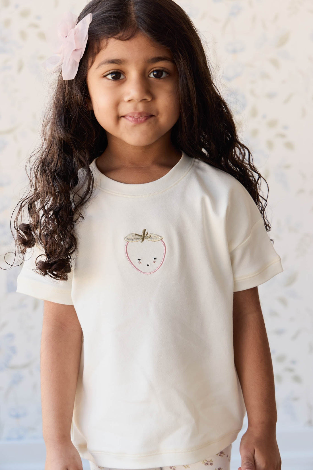 Pima Cotton Mimi Top - Parchment Blushing Berry Childrens Top from Jamie Kay Australia