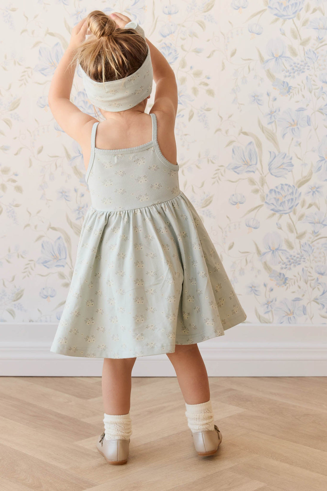 Organic Cotton Samantha Dress - Rose Floral Smoke Childrens Dress from Jamie Kay Australia