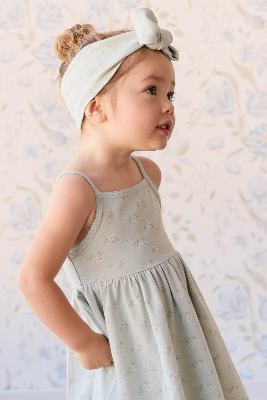 Organic Cotton Samantha Dress - Rose Floral Smoke Childrens Dress from Jamie Kay Australia