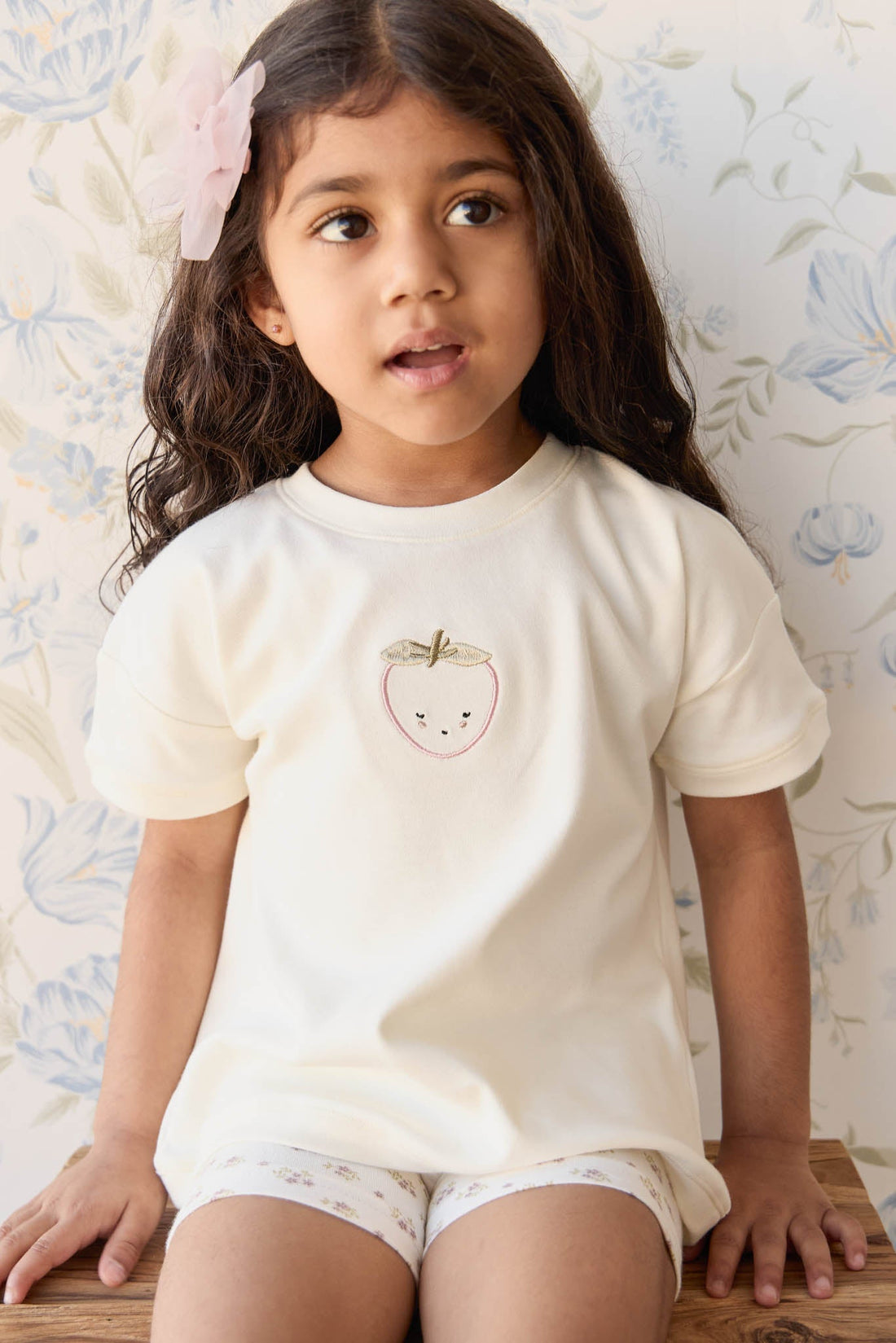 Pima Cotton Mimi Top - Parchment Blushing Berry Childrens Top from Jamie Kay Australia