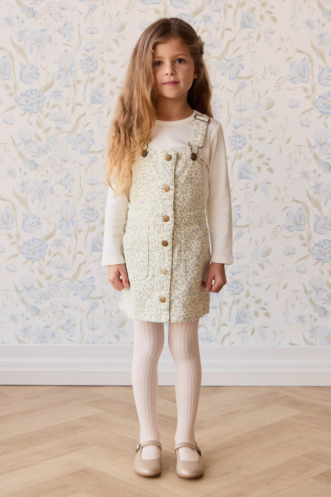 Vintage Overall Dress - Elodie Whisper White Childrens Overall from Jamie Kay Australia
