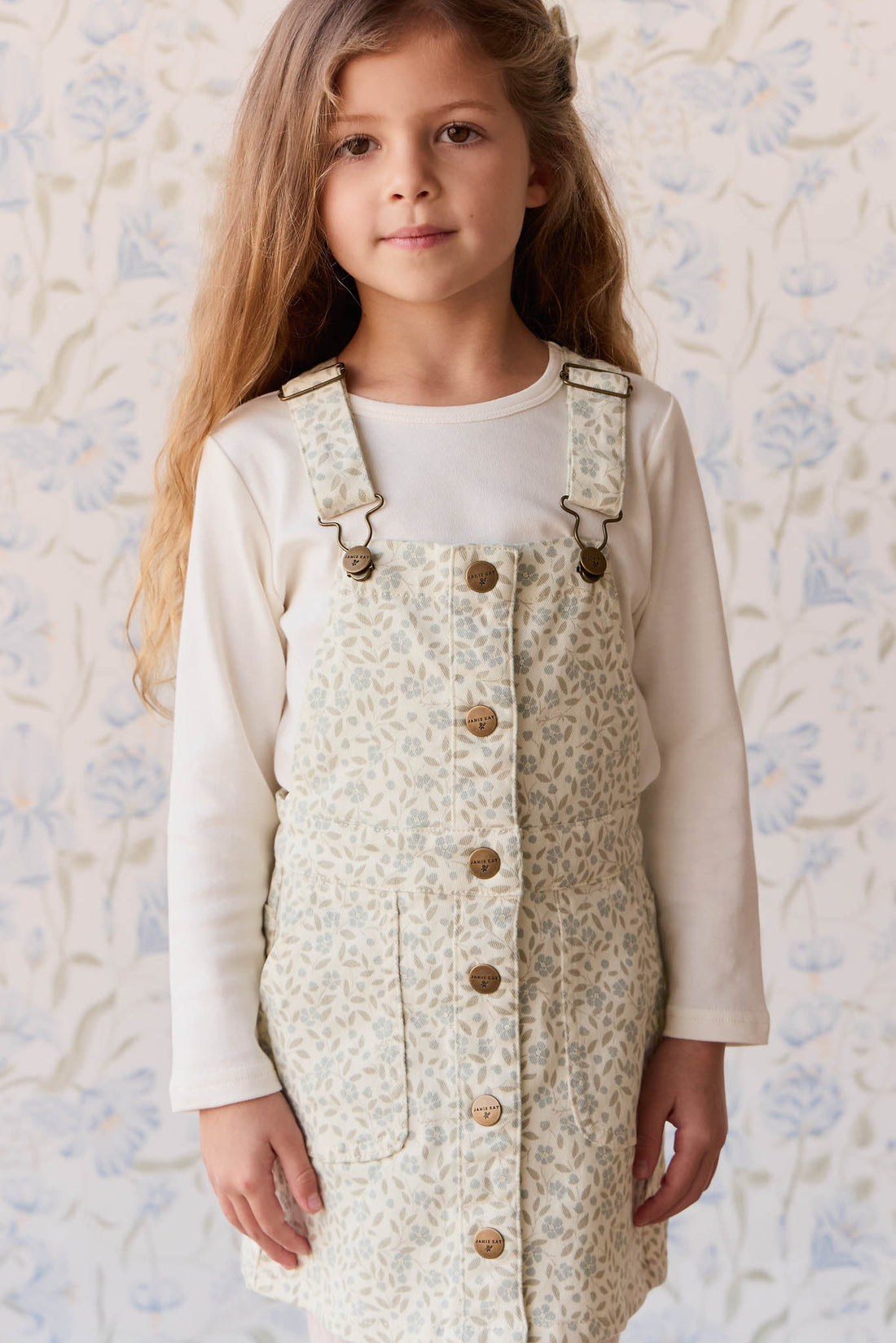 Vintage Overall Dress - Elodie Whisper White Childrens Overall from Jamie Kay Australia