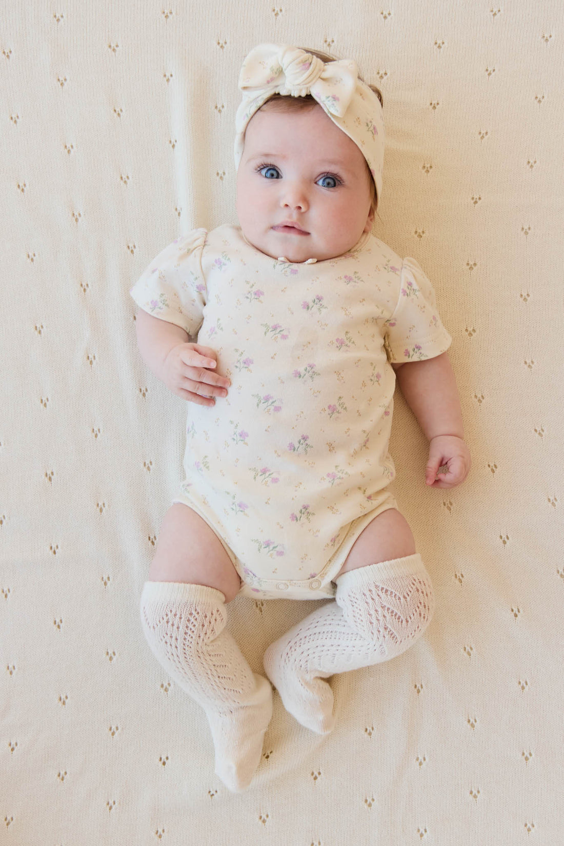 Organic Cotton Cap Sleeve Bodysuit - Thelma Orchid Childrens Bodysuit from Jamie Kay Australia