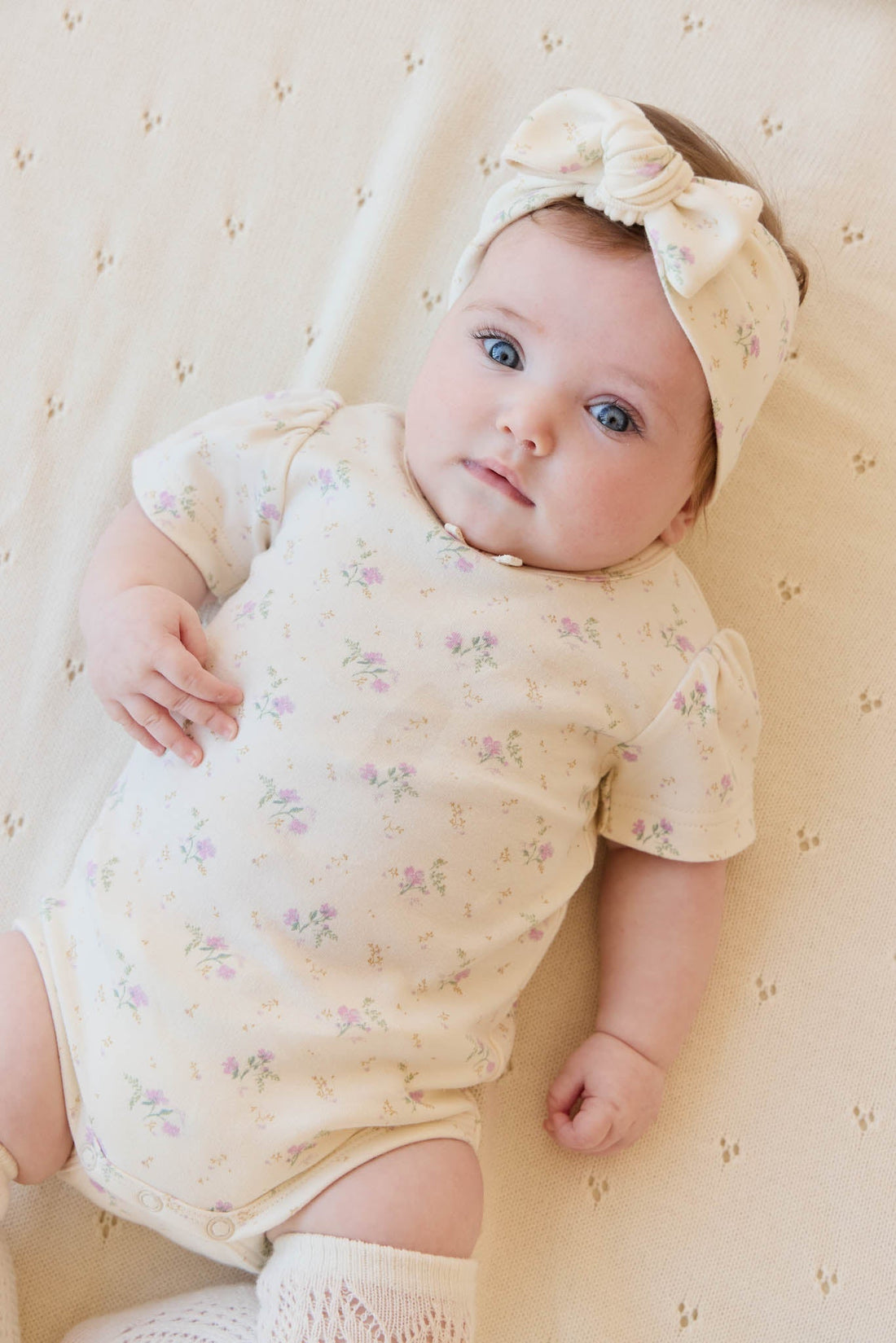 Organic Cotton Cap Sleeve Bodysuit - Thelma Orchid Childrens Bodysuit from Jamie Kay Australia