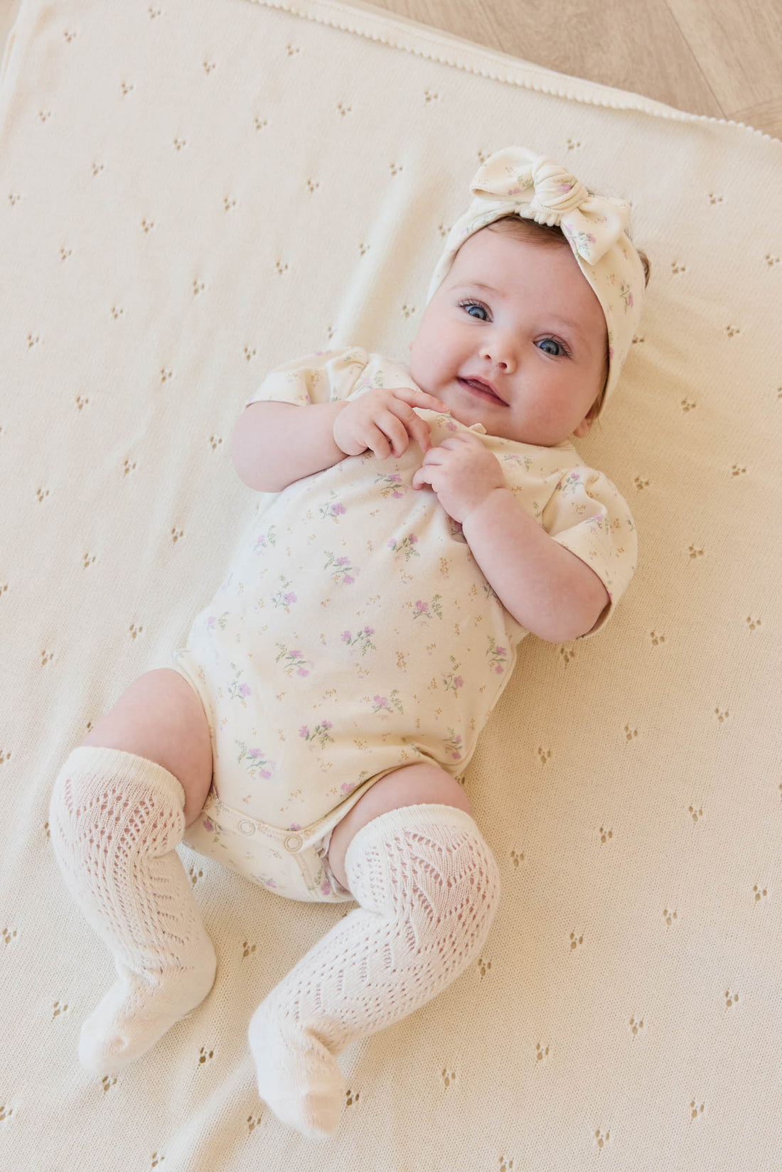 Organic Cotton Cap Sleeve Bodysuit - Thelma Orchid Childrens Bodysuit from Jamie Kay Australia