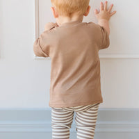 Organic Cotton Modal Legging - Narrow Stripe Tweed/Cloud Childrens Legging from Jamie Kay Australia