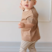 Organic Cotton Modal Legging - Narrow Stripe Tweed/Cloud Childrens Legging from Jamie Kay Australia