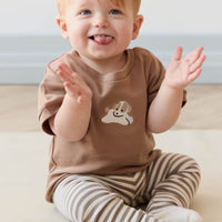 Organic Cotton Modal Legging - Narrow Stripe Tweed/Cloud Childrens Legging from Jamie Kay Australia