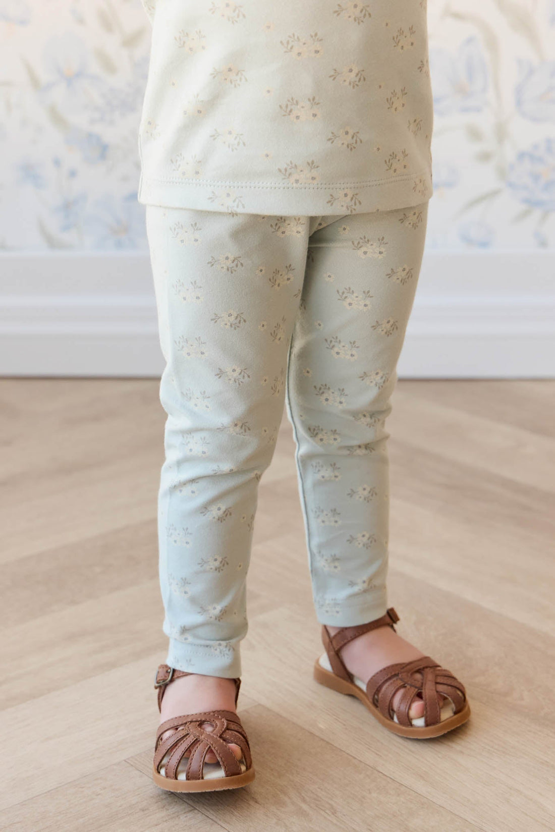 Organic Cotton Everyday Legging - Rose Floral Smoke Childrens Legging from Jamie Kay Australia