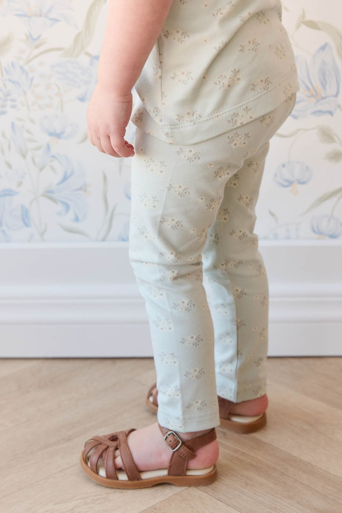 Organic Cotton Everyday Legging - Rose Floral Smoke Childrens Legging from Jamie Kay Australia