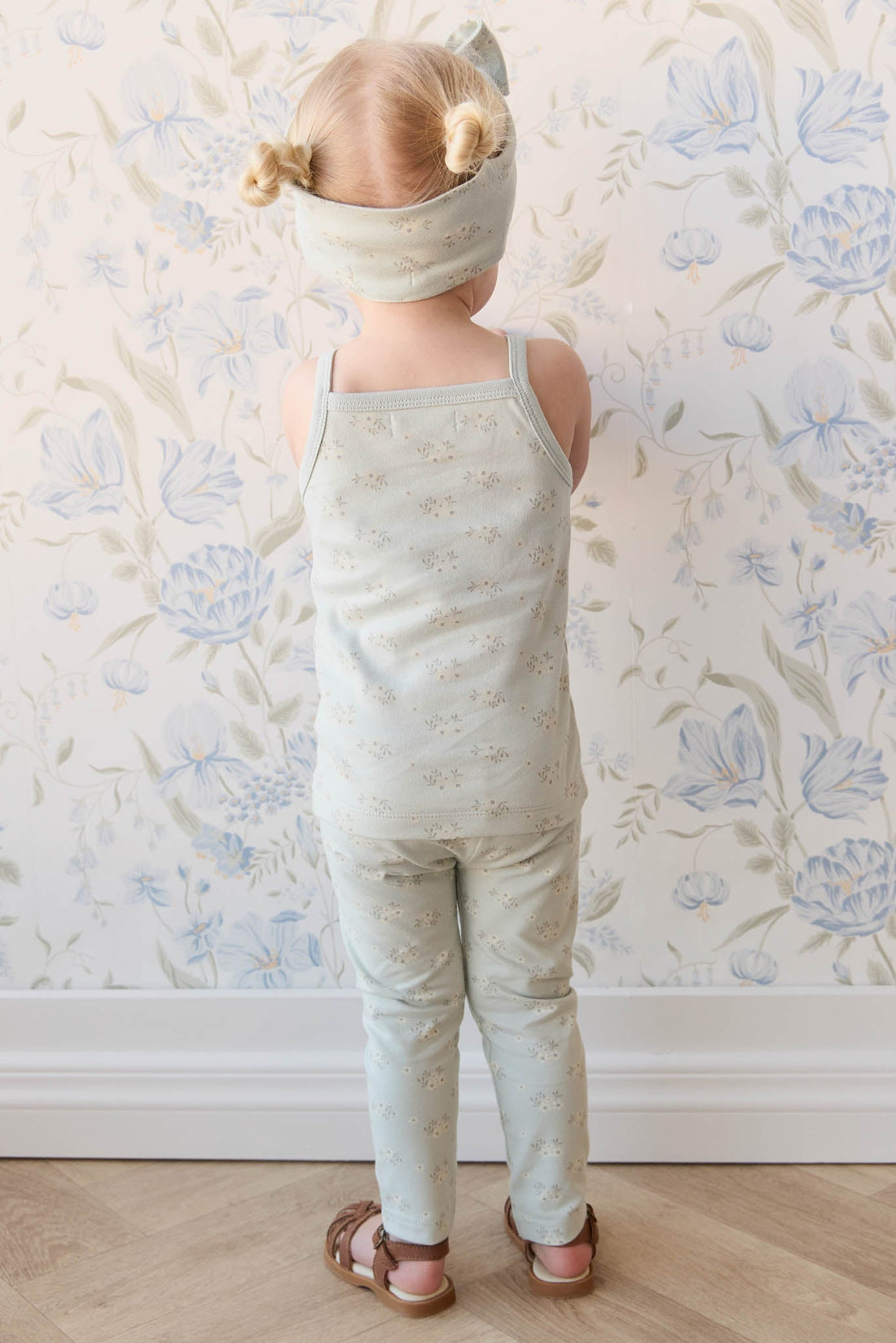 Organic Cotton Everyday Legging - Rose Floral Smoke Childrens Legging from Jamie Kay Australia