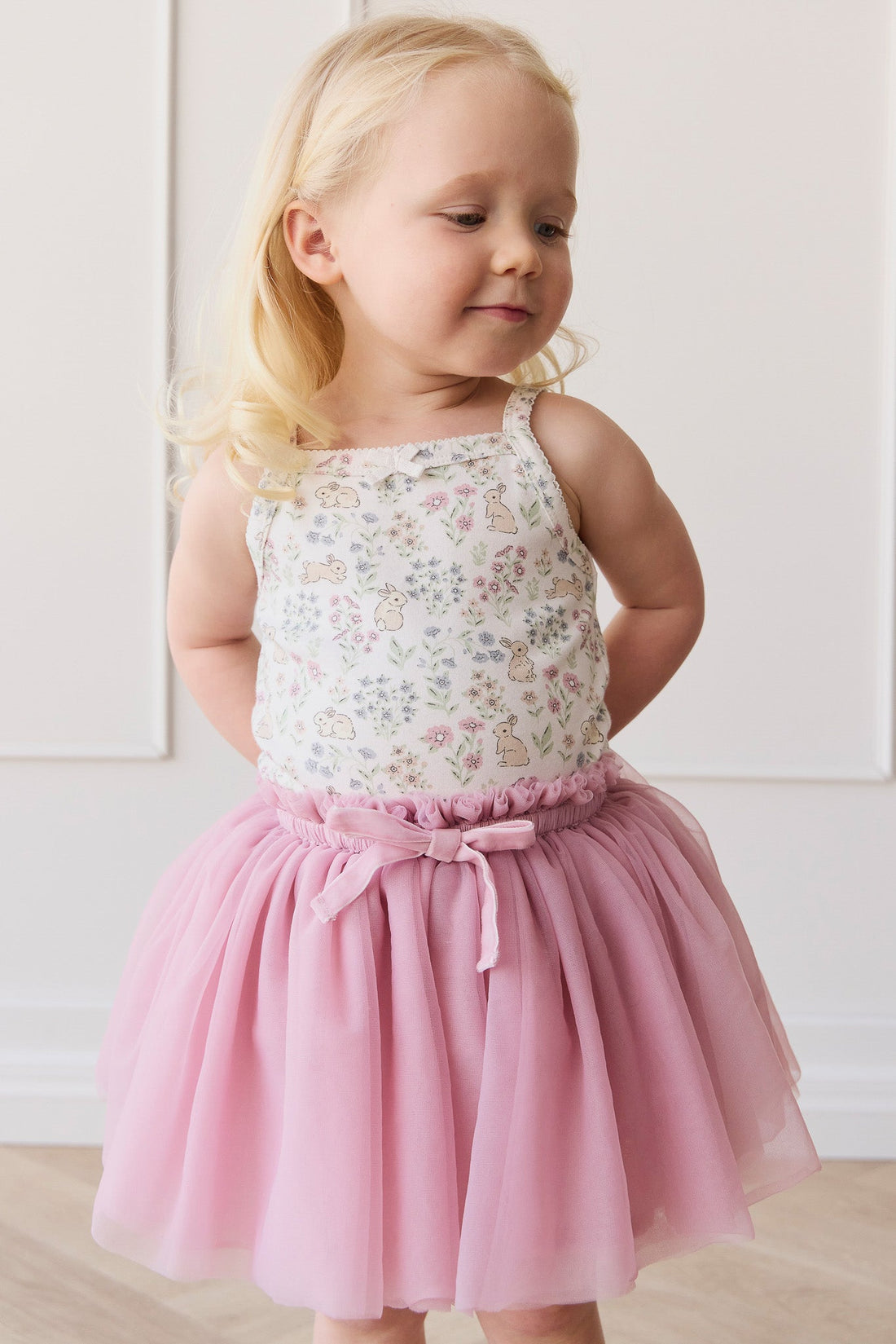 Organic Cotton Singlet - Penny's Egg Hunt Parisian Pink Childrens Singlet from Jamie Kay Australia