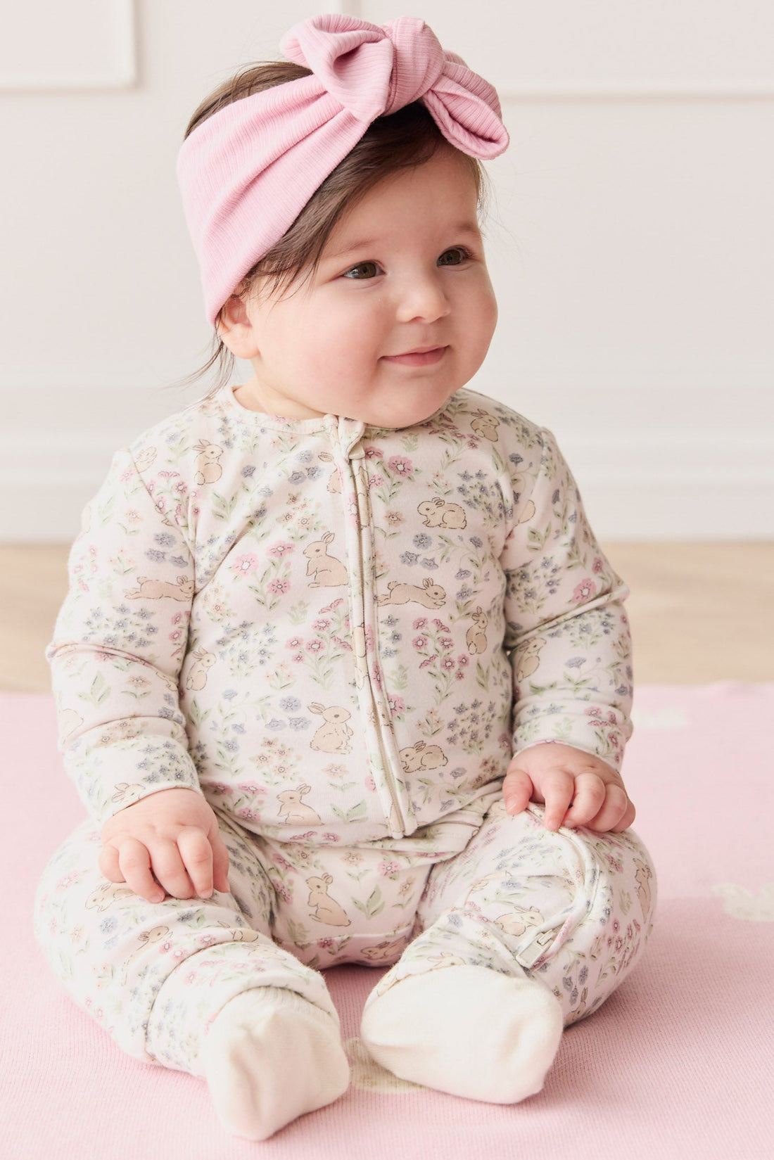 Organic Cotton Frankie Onepiece - Penny's Egg Hunt Parisian Pink Childrens Onepiece from Jamie Kay Australia