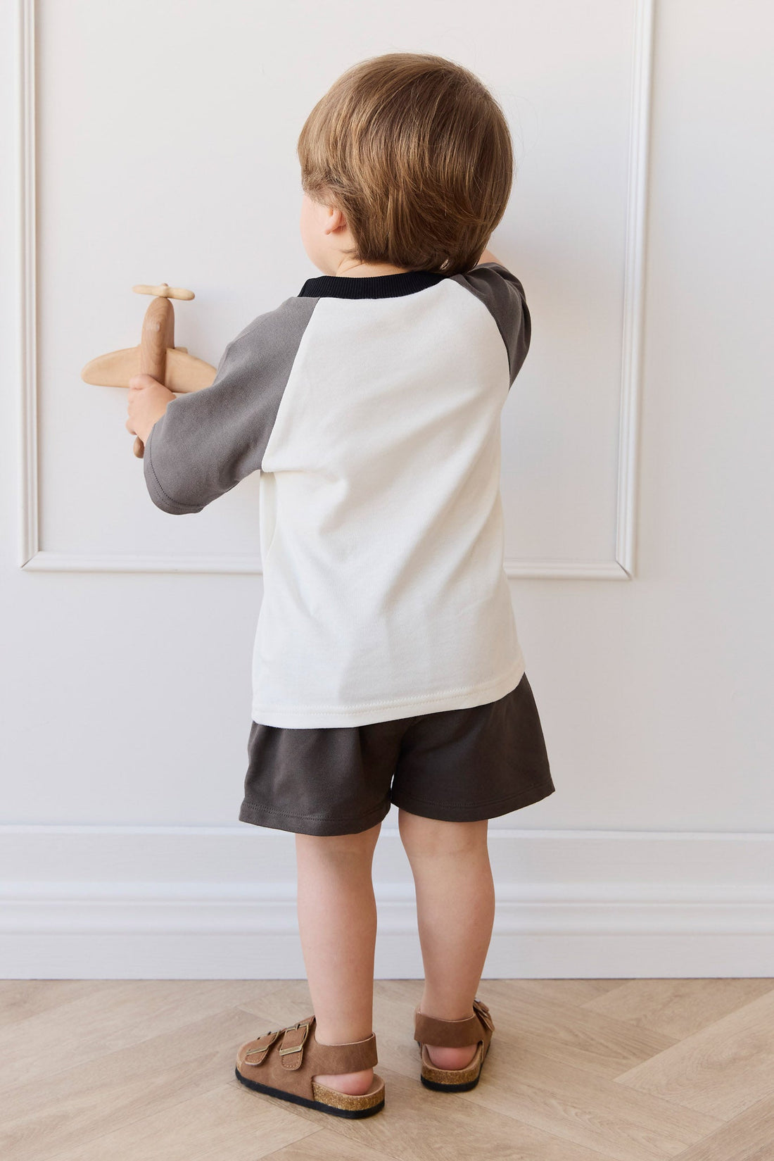 Pima Cotton Dax Tee - Parchment/Pinecone JK Established Childrens Top from Jamie Kay Australia