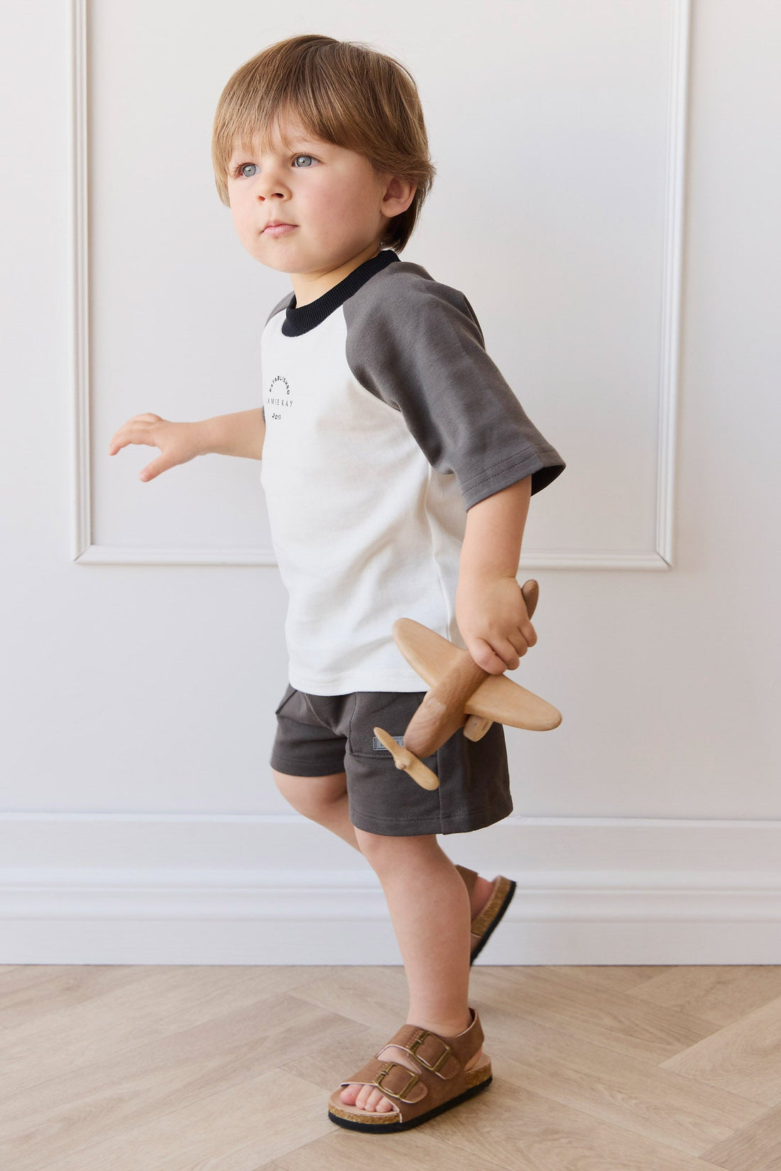 Pima Cotton Dax Tee - Parchment/Pinecone JK Established Childrens Top from Jamie Kay Australia