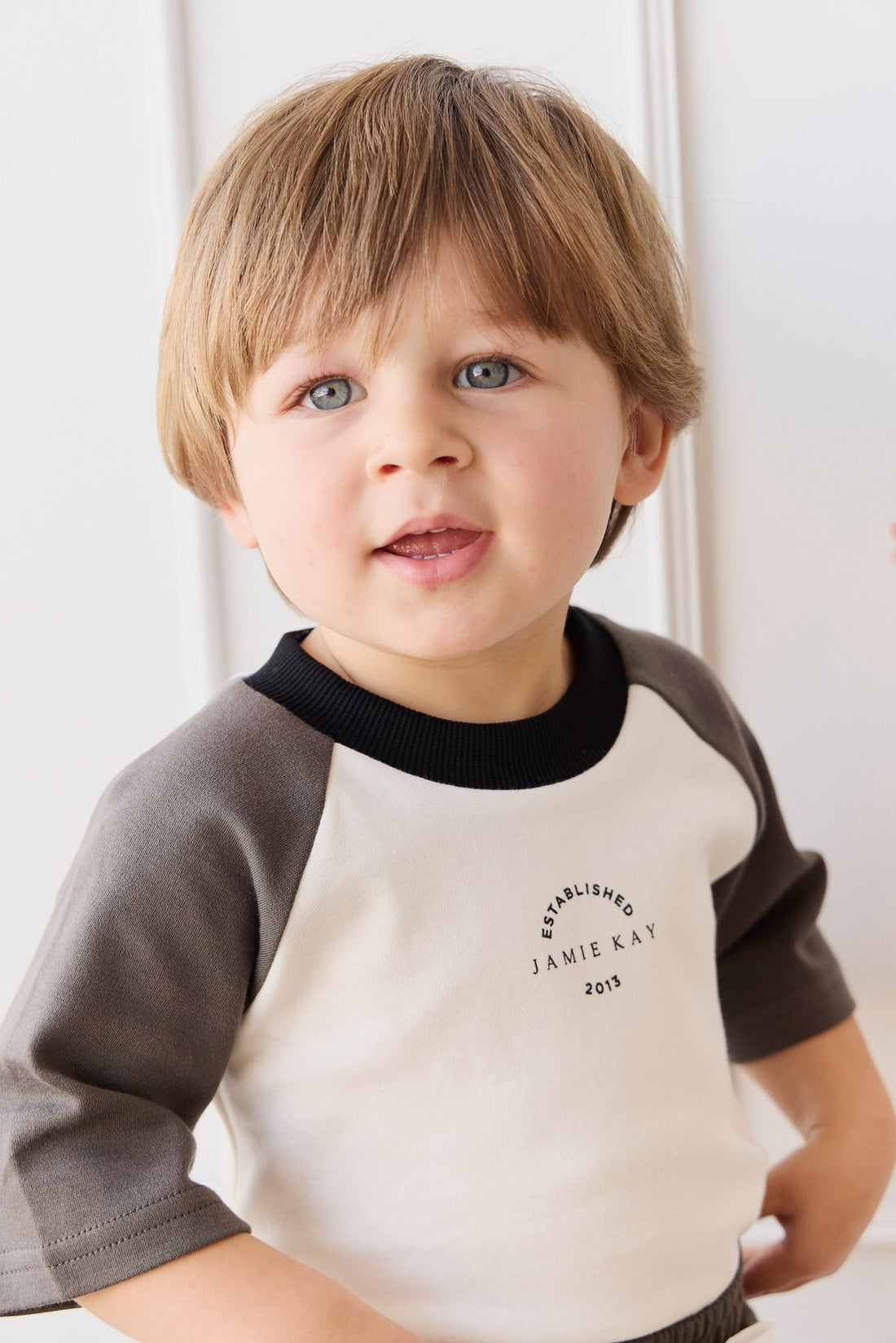 Pima Cotton Dax Tee - Parchment/Pinecone JK Established Childrens Top from Jamie Kay Australia