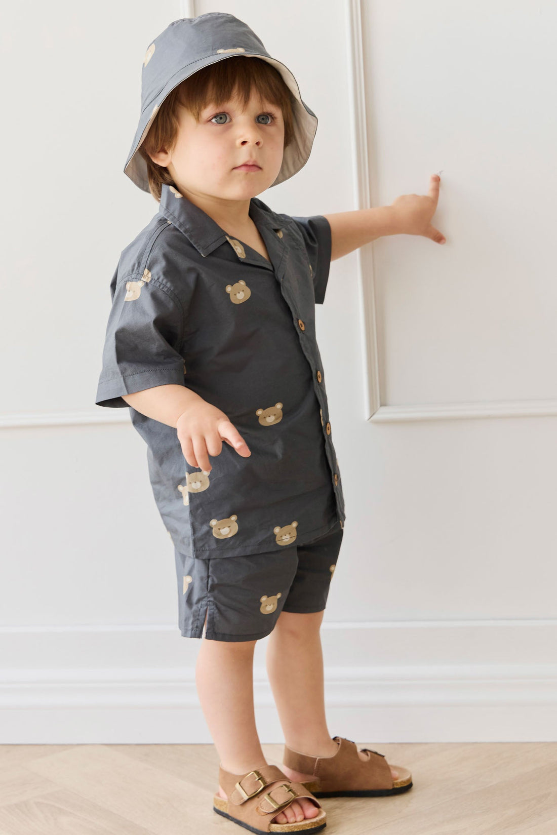 Organic Cotton Silas Short - Bobby Bears Shadow Childrens Short from Jamie Kay Australia