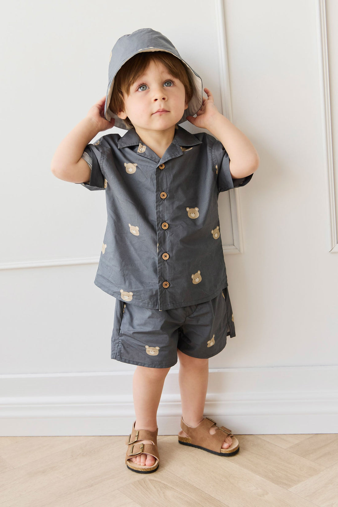 Organic Cotton Silas Short - Bobby Bears Shadow Childrens Short from Jamie Kay Australia