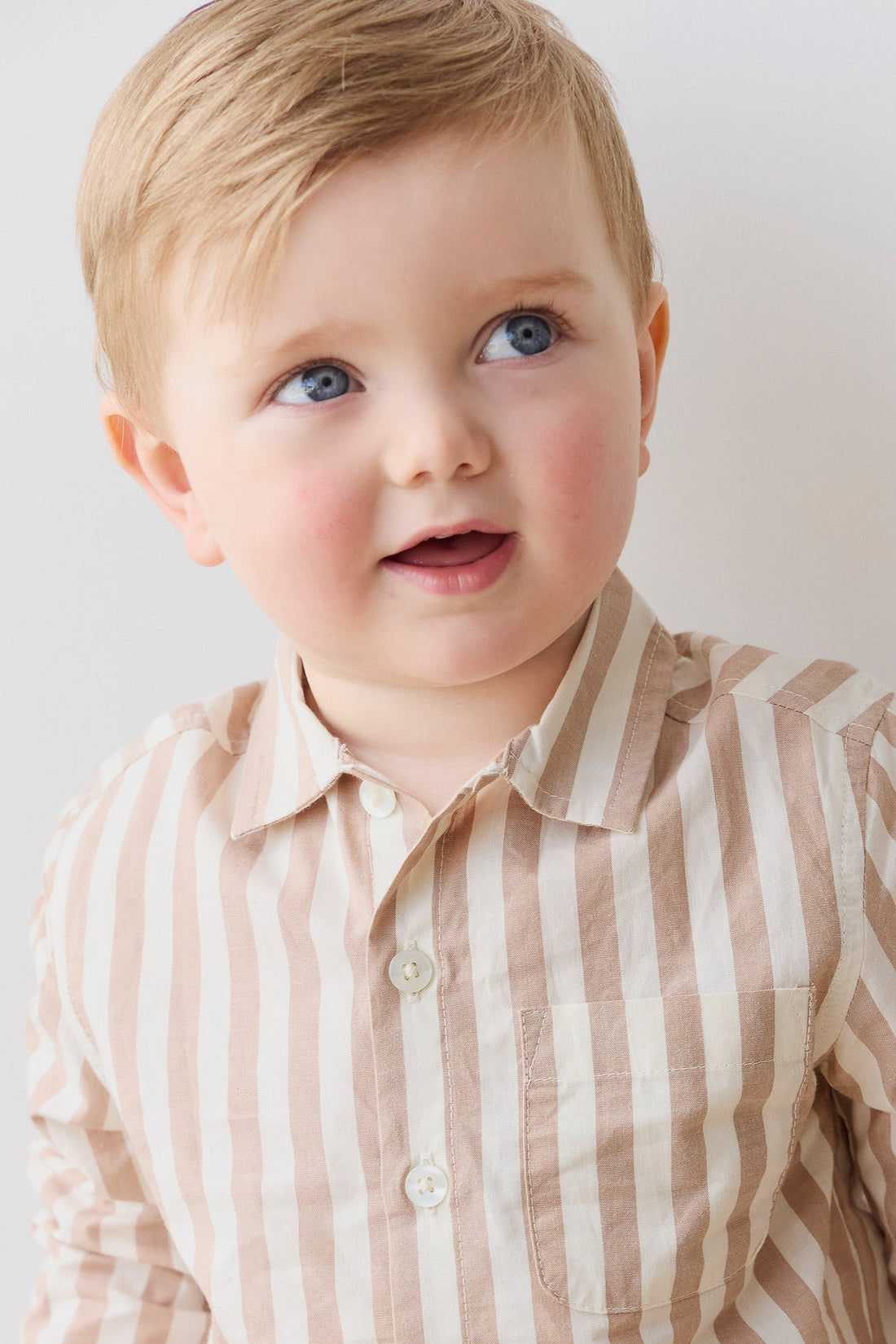 Organic Cotton Isaiah Shirt - Vertical Stripe Tiger/Cloud Childrens Shirt from Jamie Kay Australia
