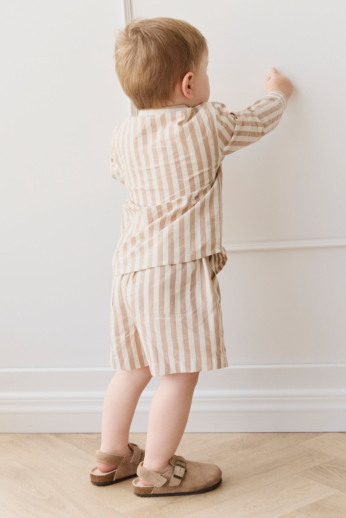 Organic Cotton Isaiah Shirt - Vertical Stripe Tiger/Cloud Childrens Shirt from Jamie Kay Australia