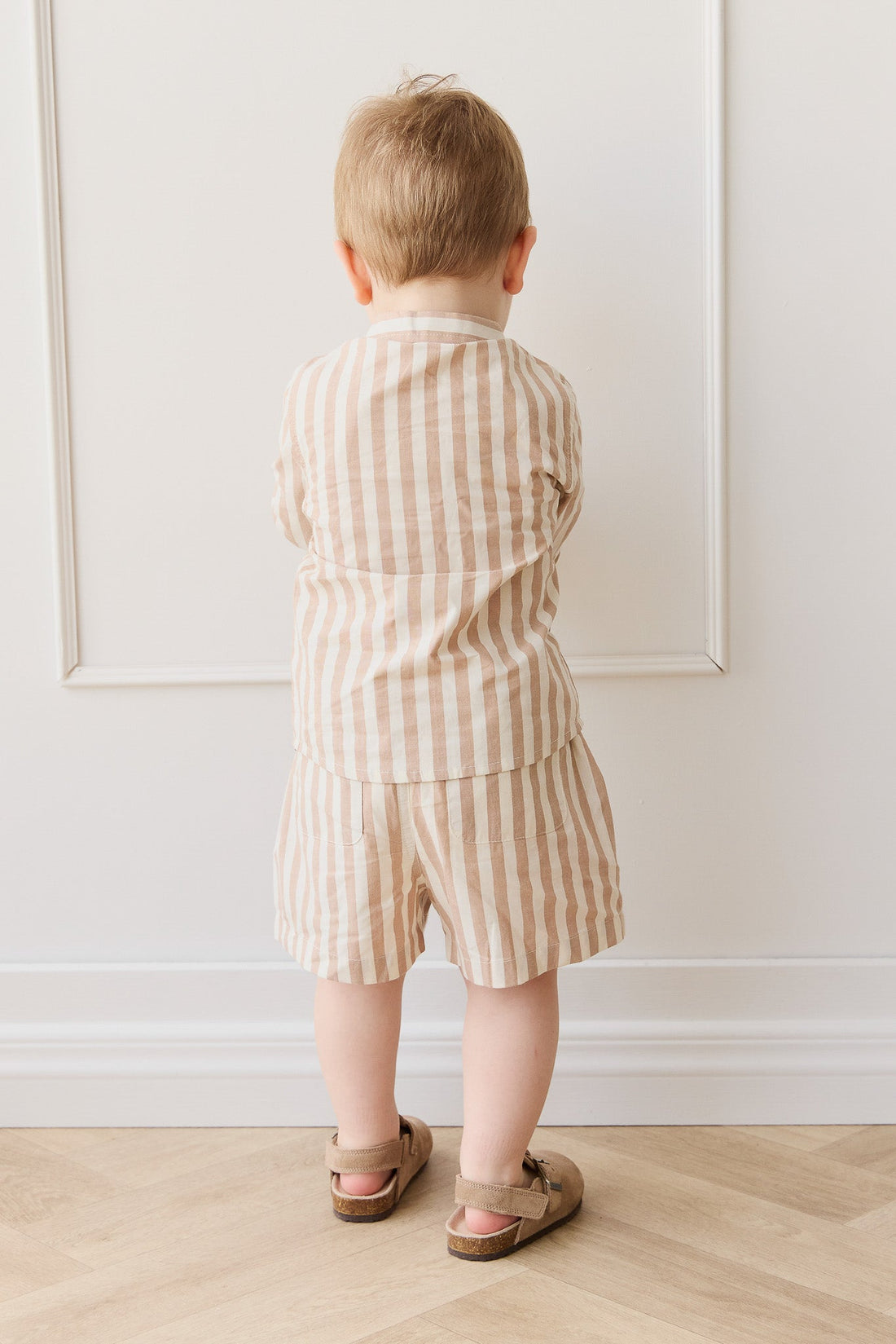 Organic Cotton Isaiah Shirt - Vertical Stripe Tiger/Cloud Childrens Shirt from Jamie Kay Australia