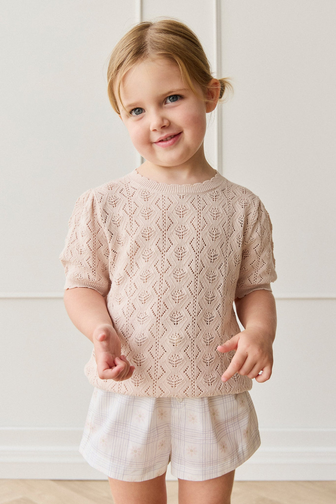 Organic Cotton Neve Short - Marguerite Egret Childrens Short from Jamie Kay Australia