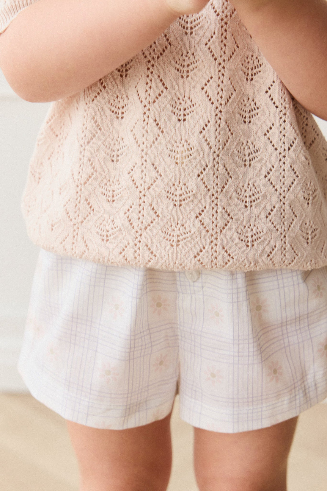 Organic Cotton Neve Short - Marguerite Egret Childrens Short from Jamie Kay Australia