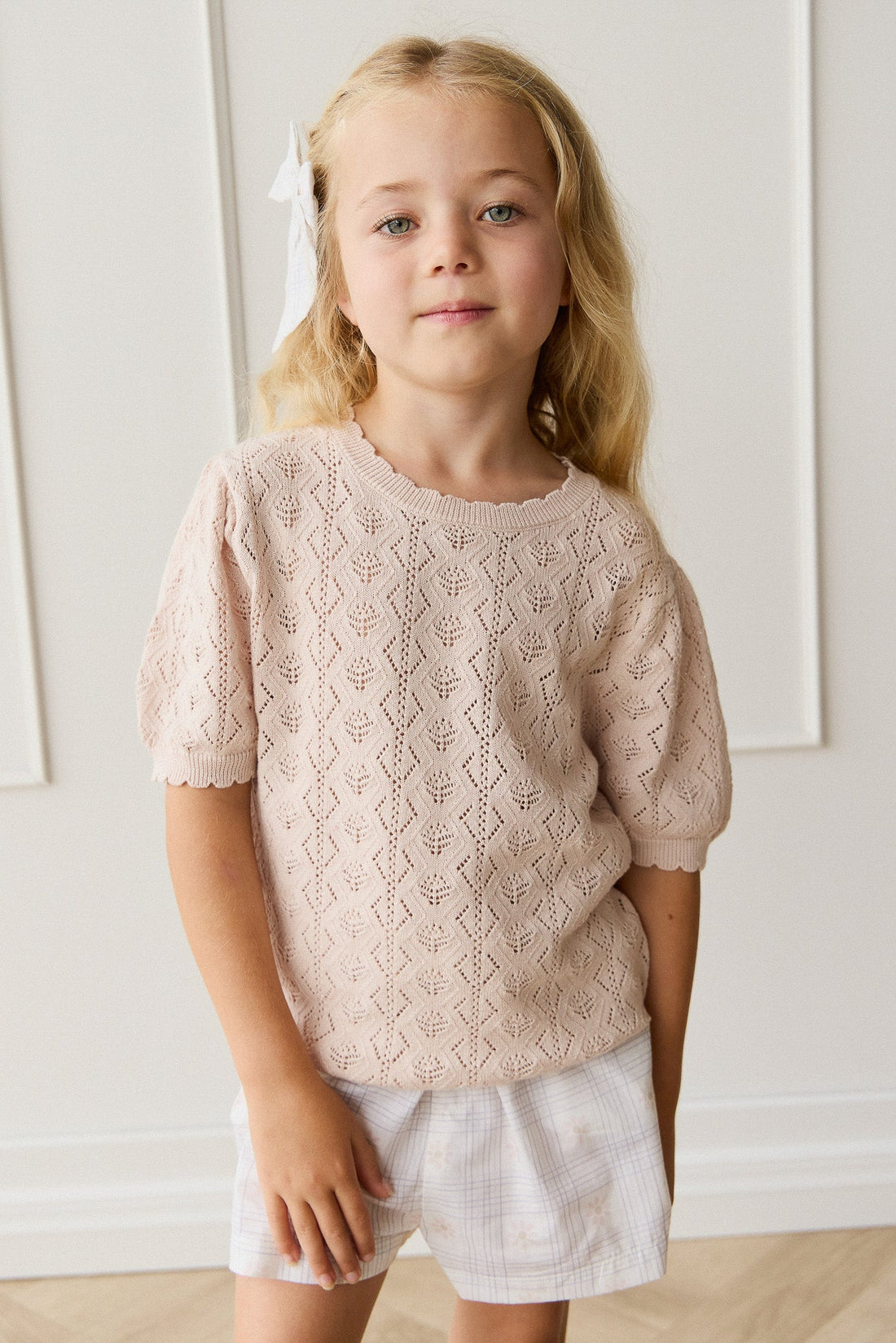 Organic Cotton Neve Short - Marguerite Egret Childrens Short from Jamie Kay Australia