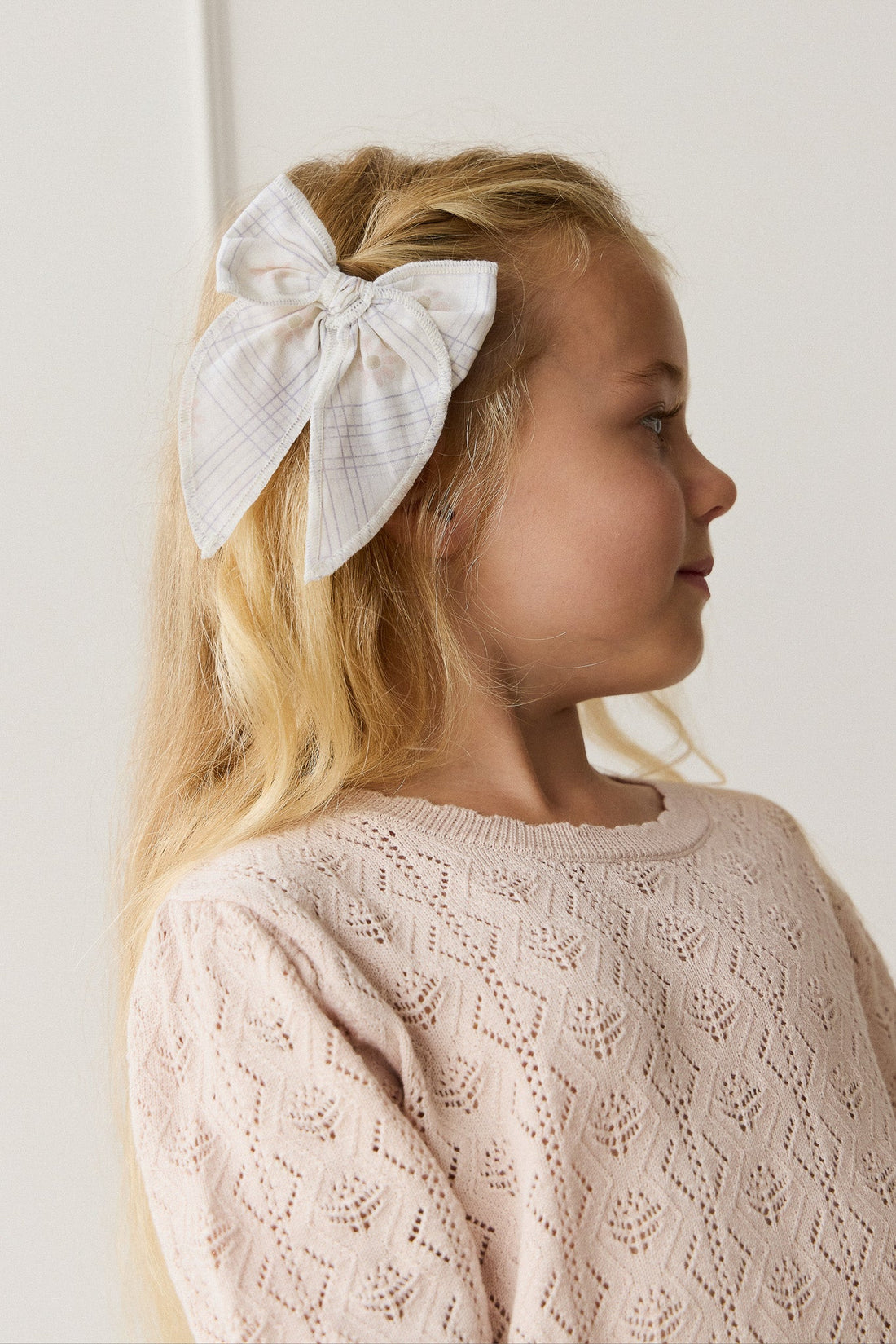 Organic Cotton Volie Bow - Marguerite Egret Childrens Bow from Jamie Kay Australia