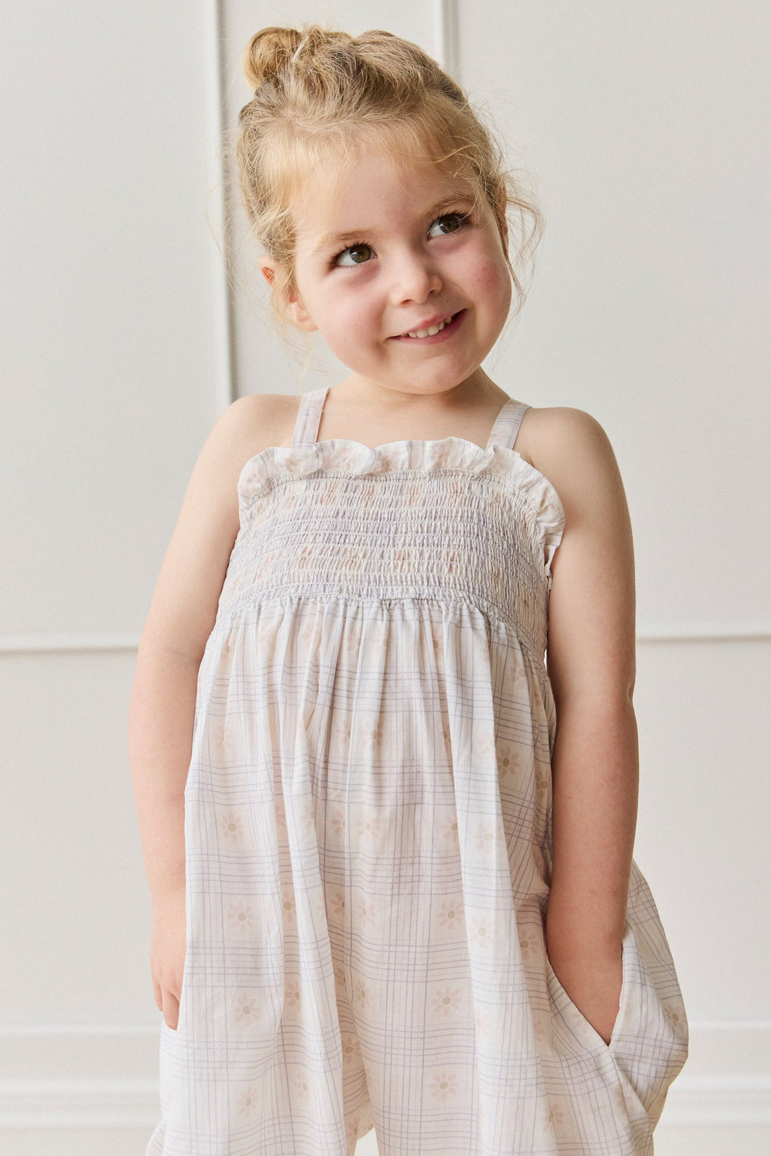 Organic Cotton Arabella Jumpsuit - Marguerite Egret Childrens Jumpsuit from Jamie Kay Australia