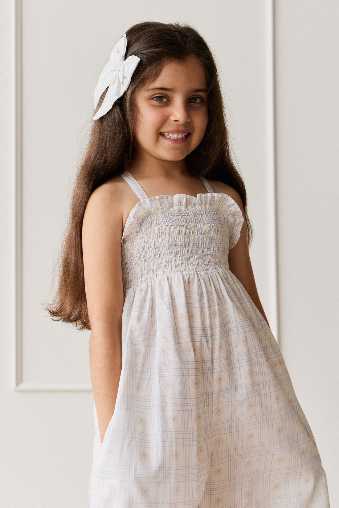Organic Cotton Volie Bow - Marguerite Egret Childrens Bow from Jamie Kay Australia
