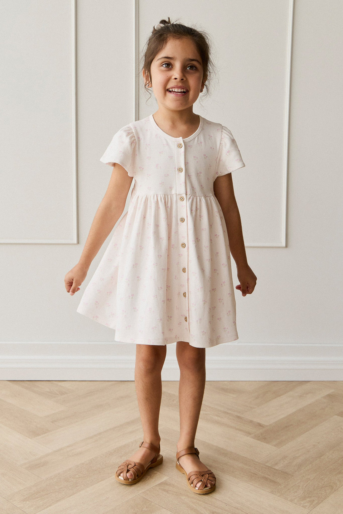 Organic Cotton Dahlia Dress - Pauline Pink Childrens Dress from Jamie Kay Australia
