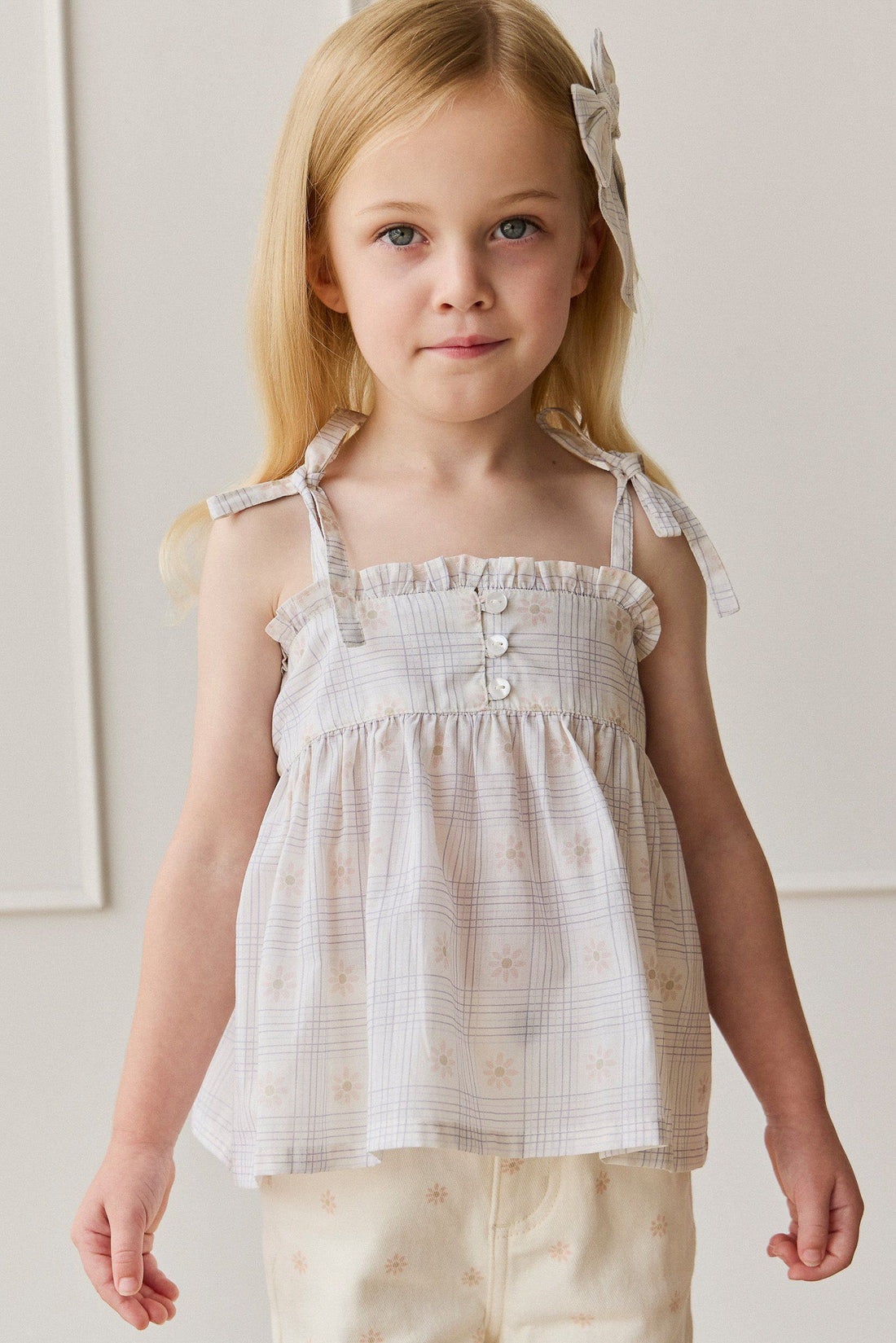 Organic Cotton Ariel Top - Marguerite Egret Childrens Top from Jamie Kay Australia