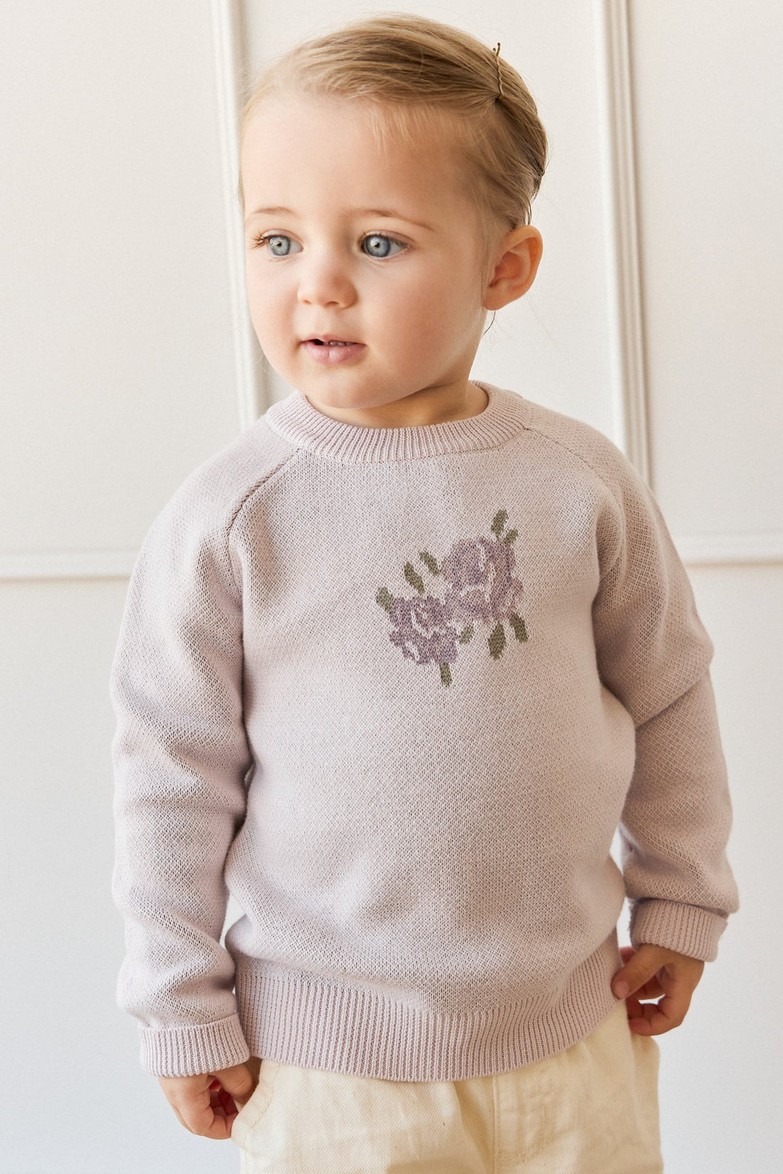 Lillian Jumper - Jacquard Gray Lilac Childrens Jumper from Jamie Kay Australia