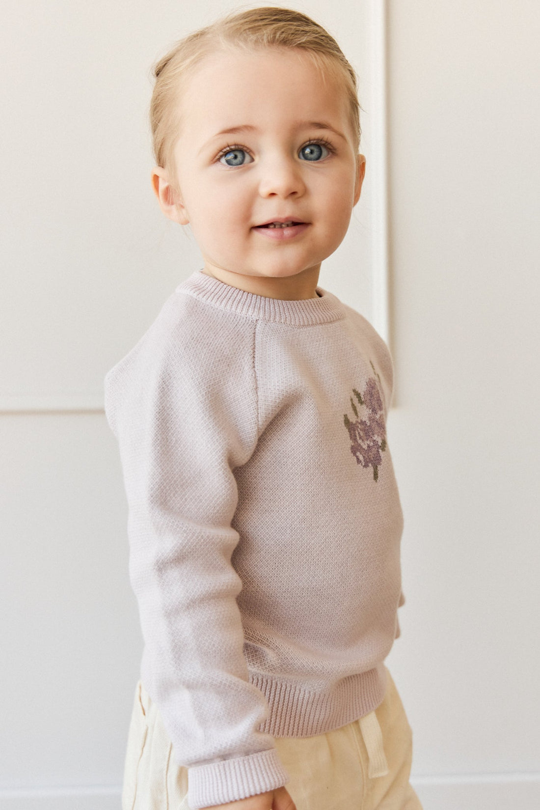 Lillian Jumper - Jacquard Gray Lilac Childrens Jumper from Jamie Kay Australia