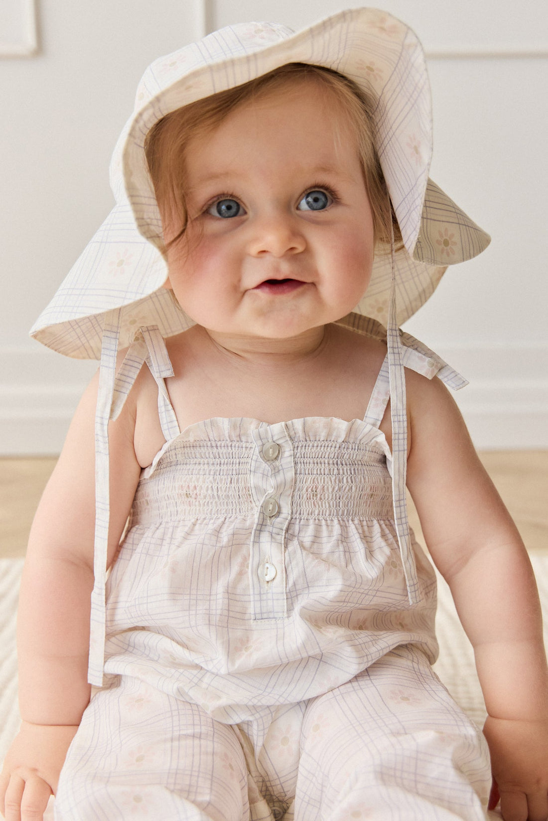 Organic Cotton Mirabel Jumpsuit - Marguerite Egret Childrens Jumpsuit from Jamie Kay Australia