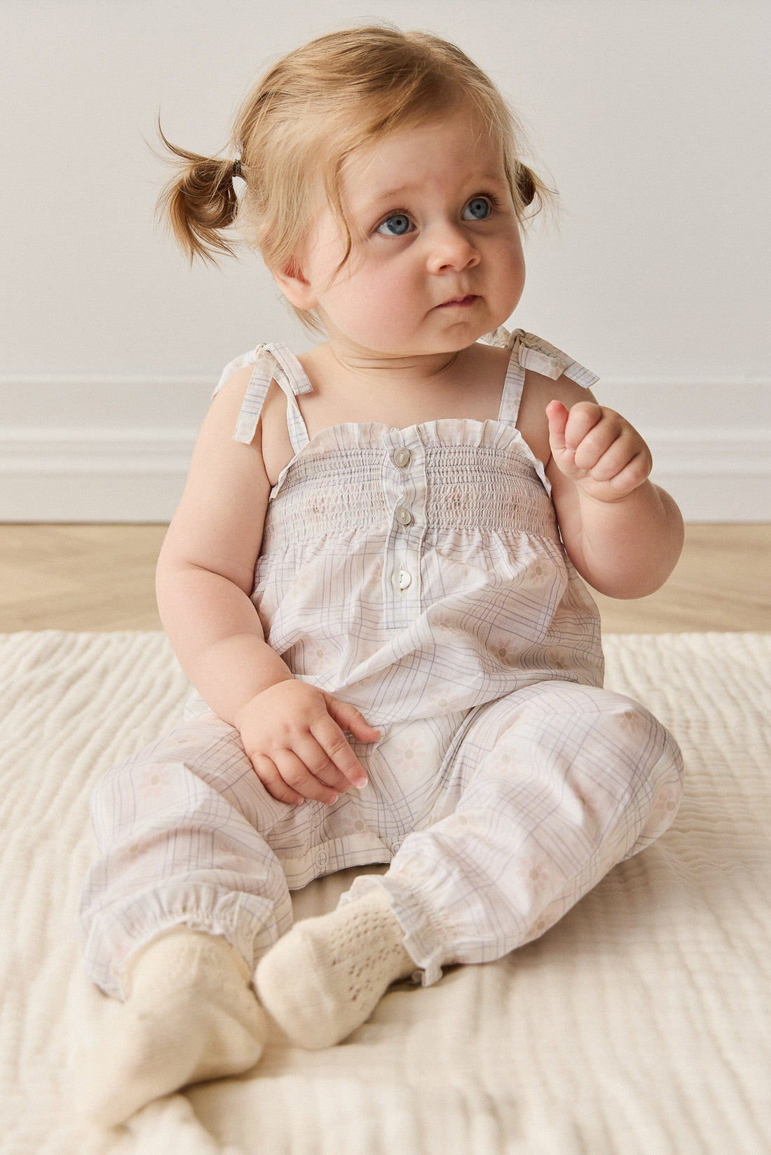 Organic Cotton Mirabel Jumpsuit - Marguerite Egret Childrens Jumpsuit from Jamie Kay Australia